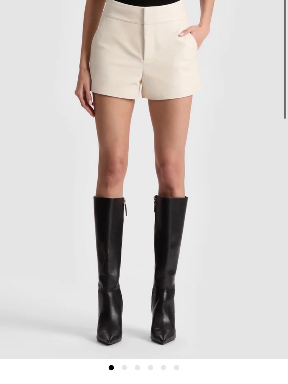 Alice + Olivia Cream Tailored High-Waist Shorts